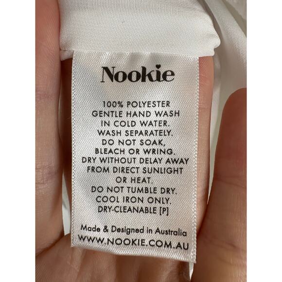 Nookie Cooper Mini Dress Ruched Ruffle Garden Party Cocktail Bridal White Size M - Picture 10 of 13